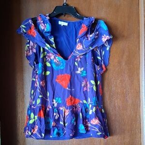 Parker Multicolor Floral Ruffle Blouse